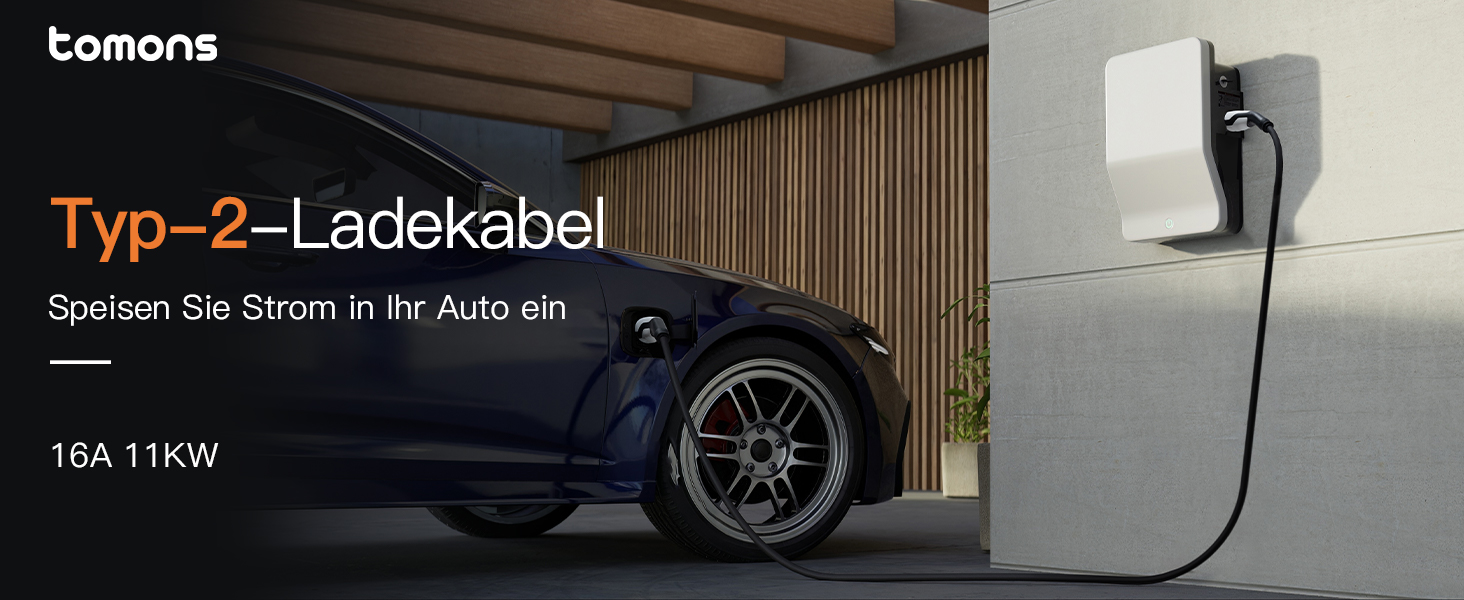 Кабель зарядки Tomons Typ 2, 32A, 3-фазний, для електромобілів EV/PHEV, Typ 2 на Typ 2, з сумкою та мікрофіброю, 11 кВт, 5 м