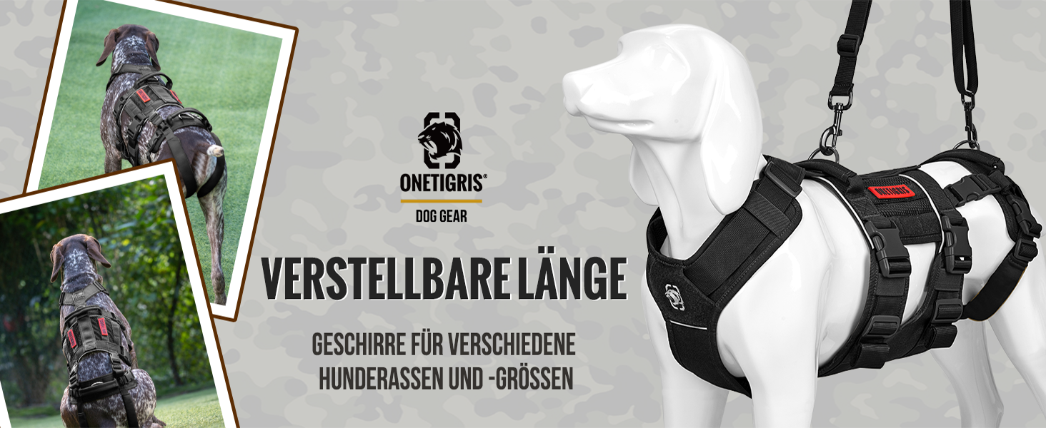 Шлейка для собак OneTigris SKYEWALKER, чорна, XL (39-64 кг) з регулюванням, для підтримки та реабілітації