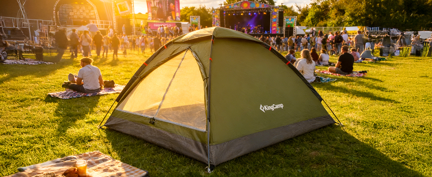 Намет KingCamp 2-3 особи, водонепроникний 3000мм, ультралегкий, зелений 210x180x130см для кемпінгу, туризму та відпочинку