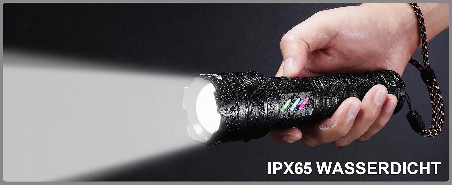 LED ліхтарик Esgreen 500000 люменів - тактичний, потужний, з USB-C, зумом, 5 режимів, для кемпінгу та безпеки