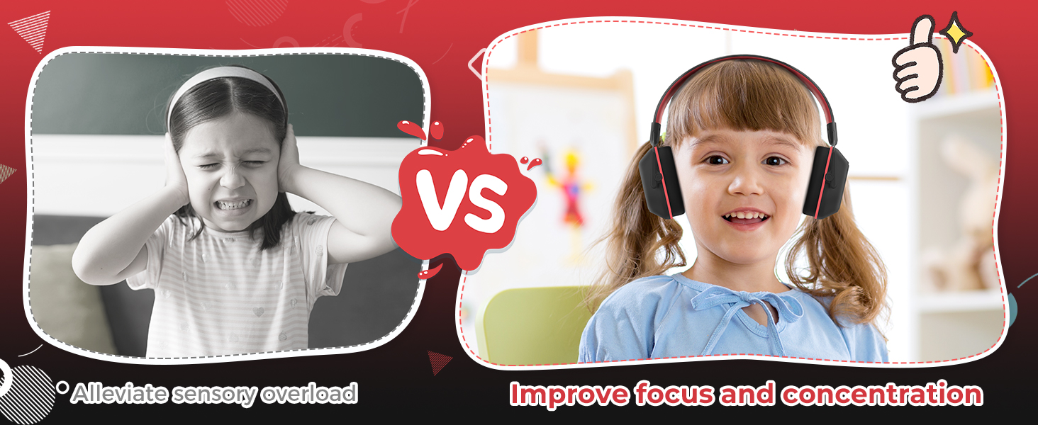 iClever навушники з шумозаглушенням для дітей (Рожеві котячі вушка) (Чорний та червоний)