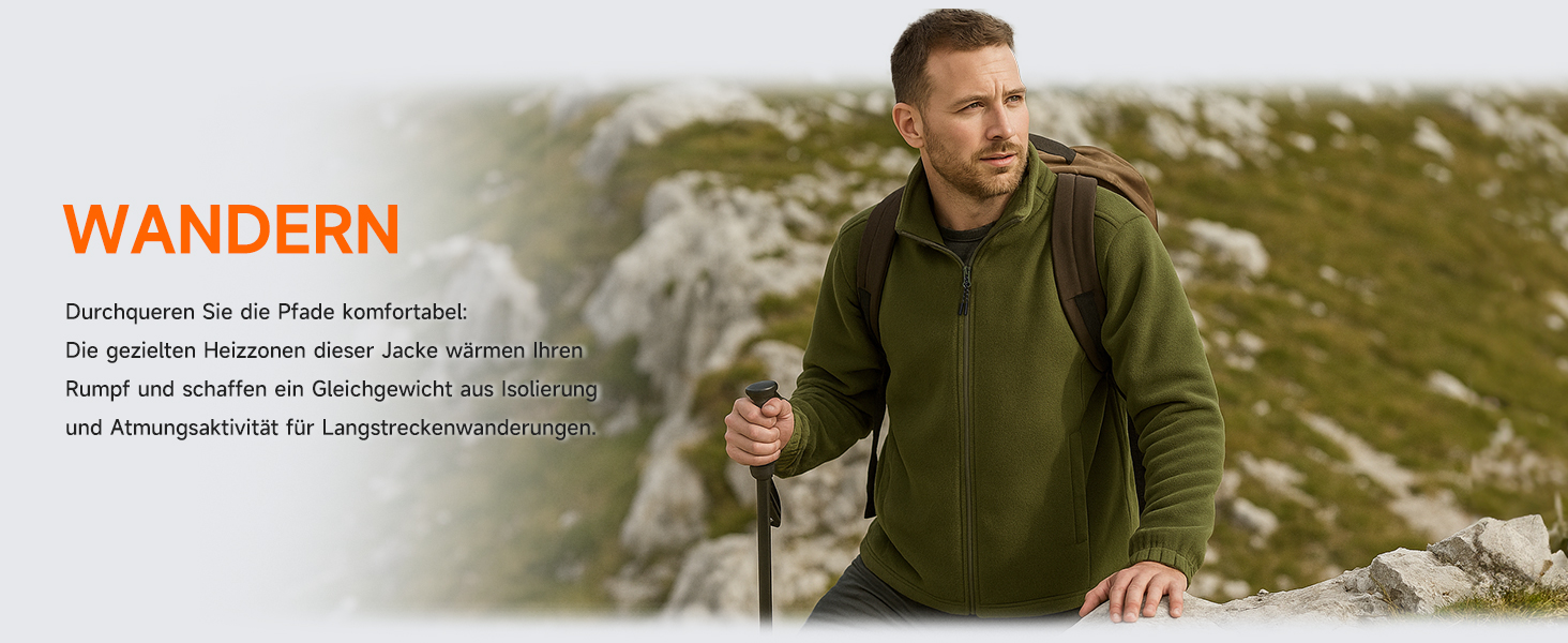 LABCOOL Обогрівальна куртка для чоловіків та жінок - флісова куртка з 6-зонним обігрівом та 3 рівнями температури - USB-живлення з Powerbank 10000mAh - можна прати в пральній машині, розмір M, колір зелений