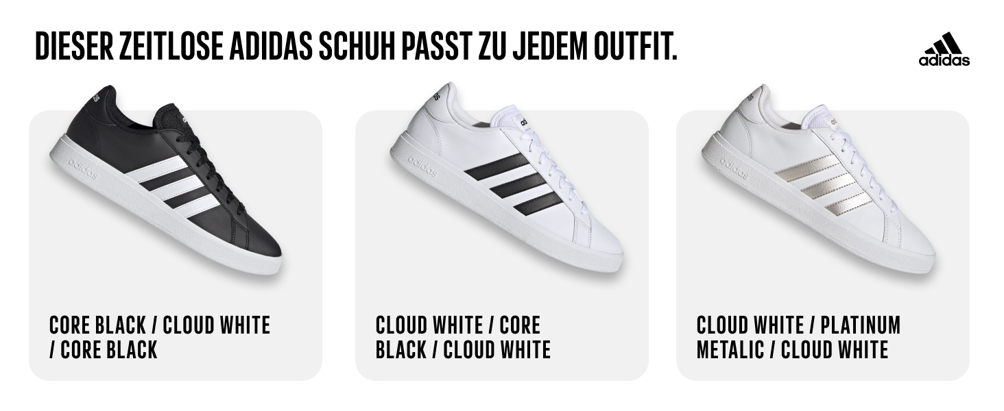 Жіночі кросівки Adidas Grand Court 2.0, 39 1/3 EU, білий/чорний, оригінальна модель