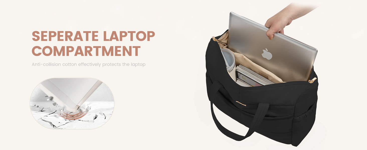 Сумка для ноутбука LOVEVOOK для жінок, 15.6 дюймів, чорно-бежево-коричнева