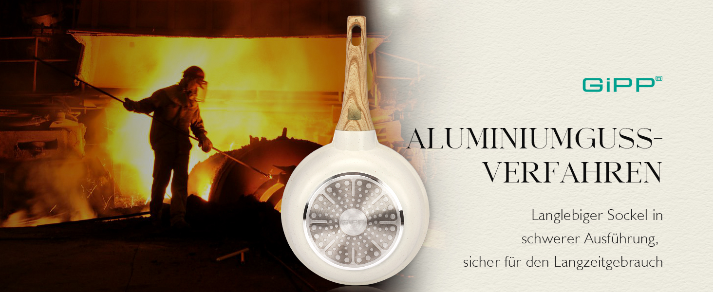 Набір посуду GiPP 10 предметів: каструлі та сковороди з гранітним покриттям, білий. Підходить для всіх типів плит, включаючи індукційні. У комплекті лопатка та ложка.