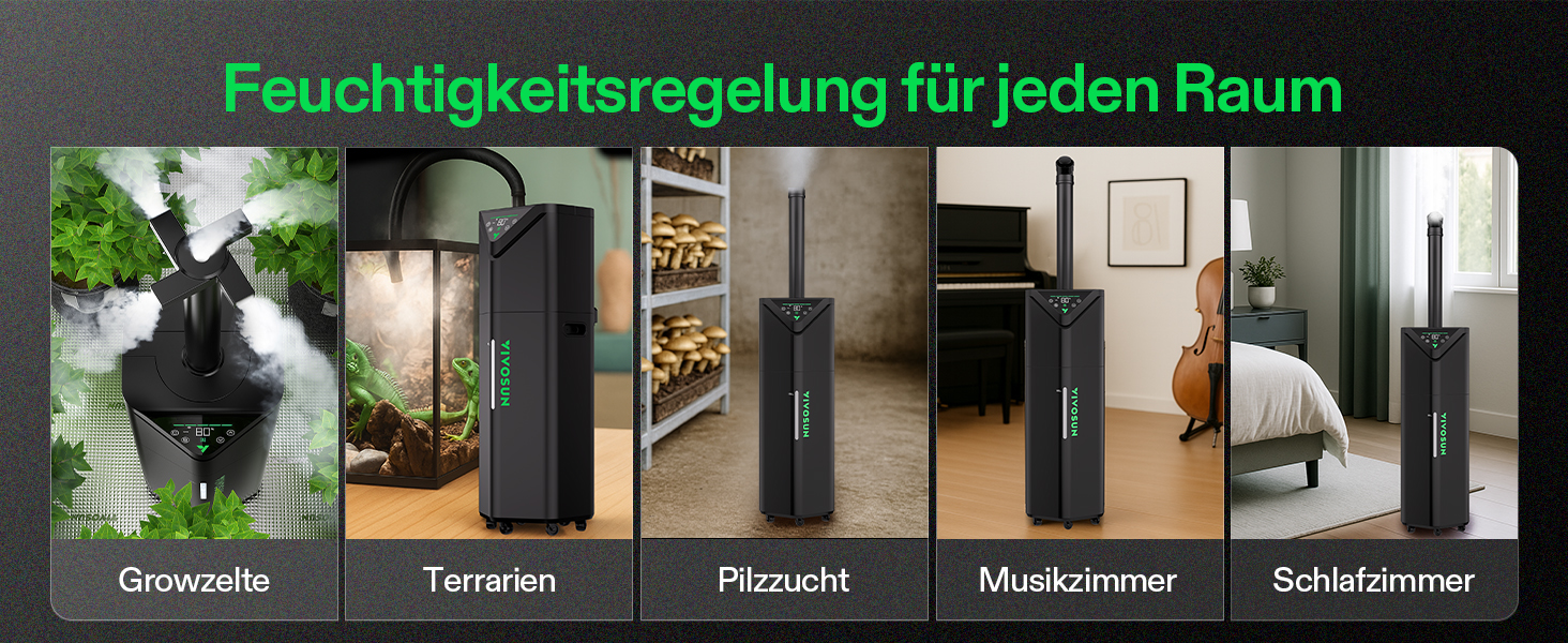 Зволожувач повітря VIVOSUN для рослин, AeroStream H05, 19л, ультразвуковий, тихий (24дБ), 360°