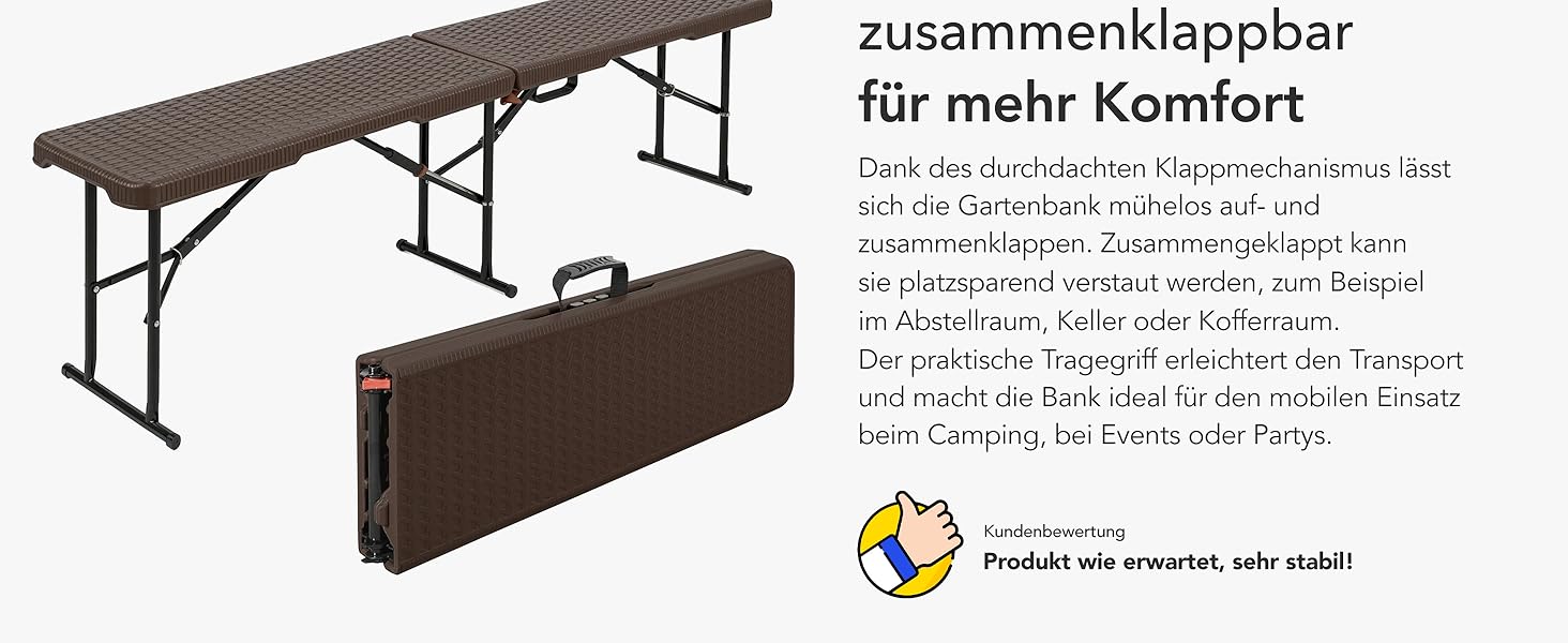Стіл-буфет Floordirekt Buffettisch: розкладний пластиковий стіл 183x76 см з ручкою для перенесення, для саду, тераси, балкону, кемпінгу (на 6 осіб)