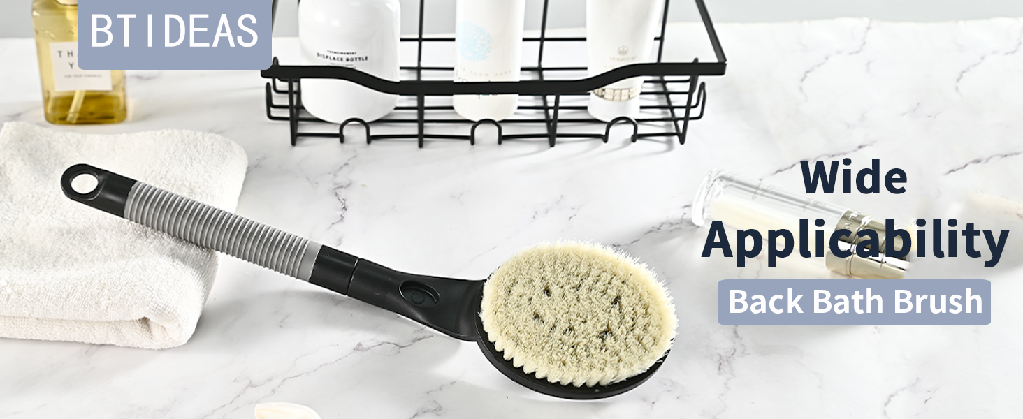 Щітка для спини з довгою ручкою для душу, 55,1 см, чорна. Ідеально для людей похилого віку та з обмеженою рухливістю рук. Для скрабу та здорової шкіри.