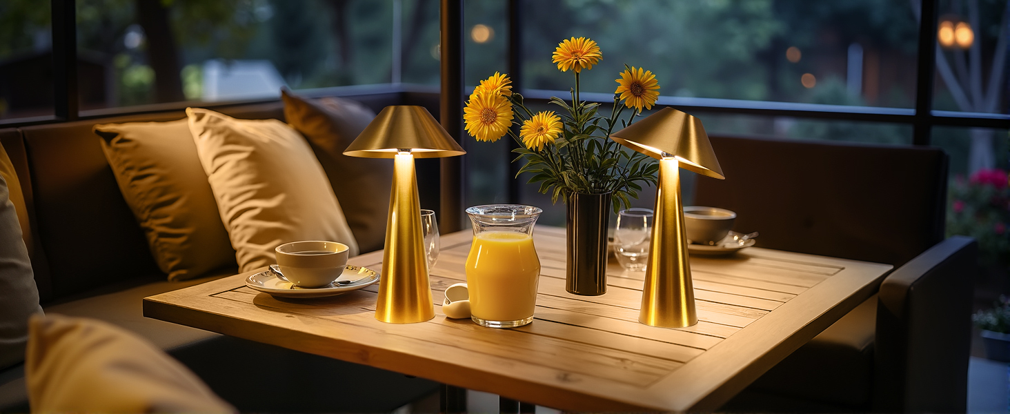 BOJIM 2 шт. LED настільна лампа золота, акумуляторна, USB, бездротова, диммування, магнітна, IP54, вологостійка, для балкона, поворотний наголовник