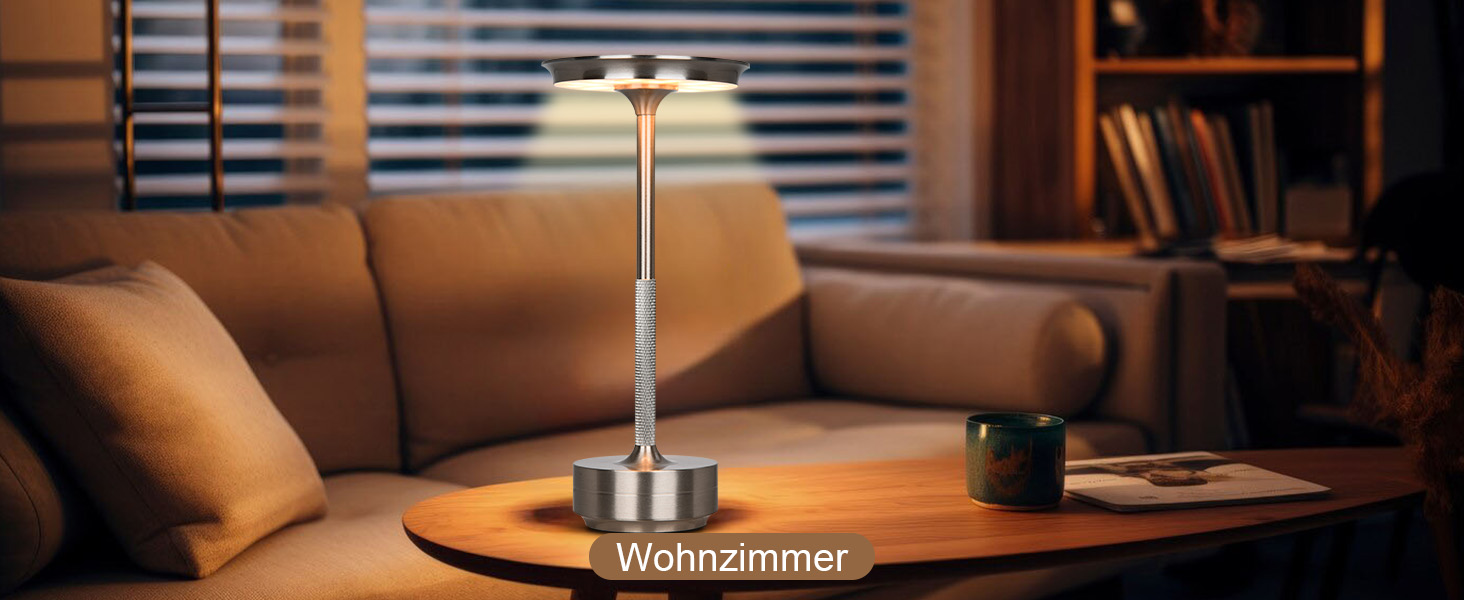 Бездротова LED лампа Rosnek: регульоване освітлення, 3 колірні температури, USB-C, срібло