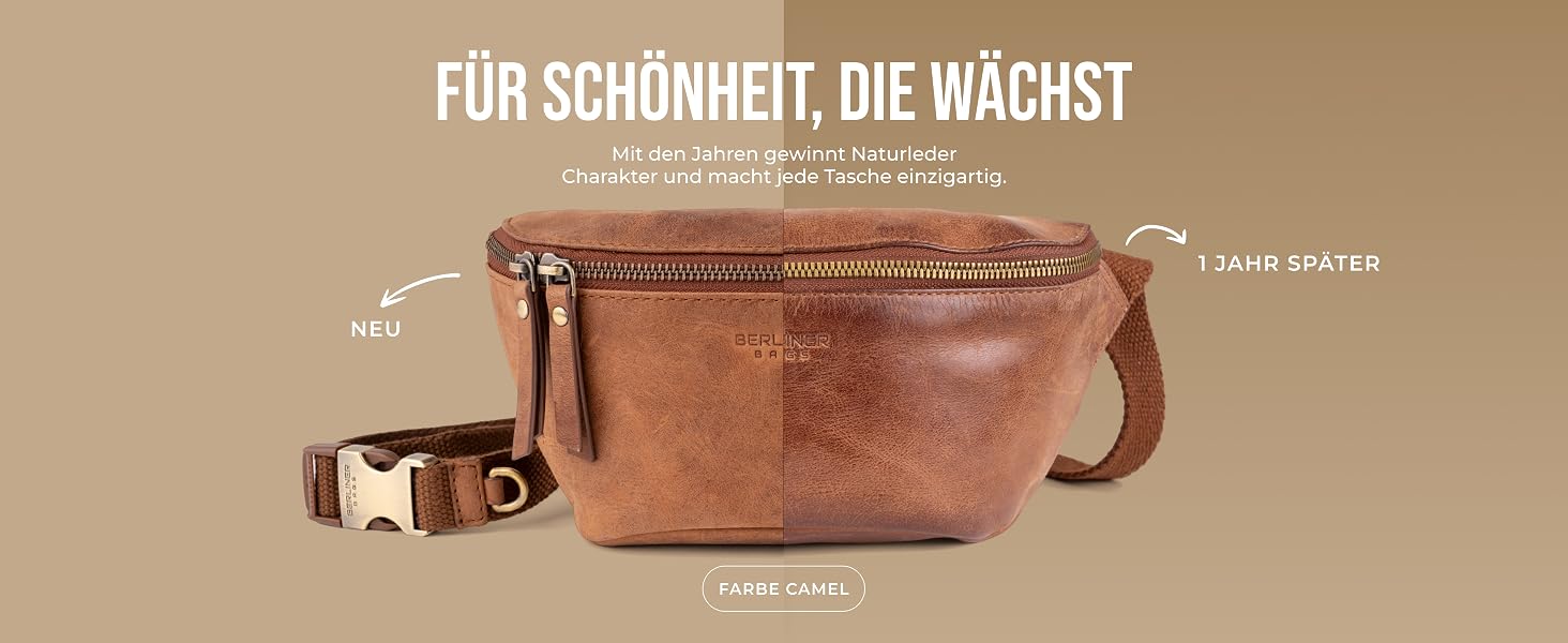 Шкіряна косметичка для подорожей Berliner Bags Premium Kulturbeutel Max, велика сумка для гігієни з 2 відділеннями для жінок та чоловіків (Camel)