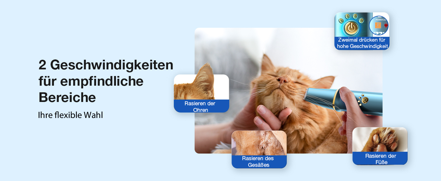 Набір для стрижки собак 3-в-1: машинка, триммер для лап, тиха робота, для густого шерсті, синій