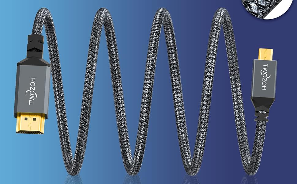 Кабель Micro HDMI - HDMI 7,5м, High-Speed, плетіння, 4K/60Hz, 1080p, 1 шт.