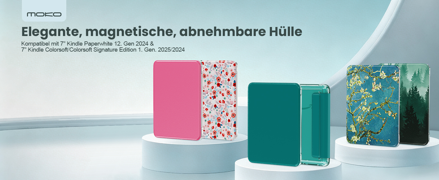 Чохол для Kindle Paperwhite 12 (2024) та Kindle Colorsoft (2024/2025) MoKo, Denim, Чорний, Магнітний, з авто-вимкненням