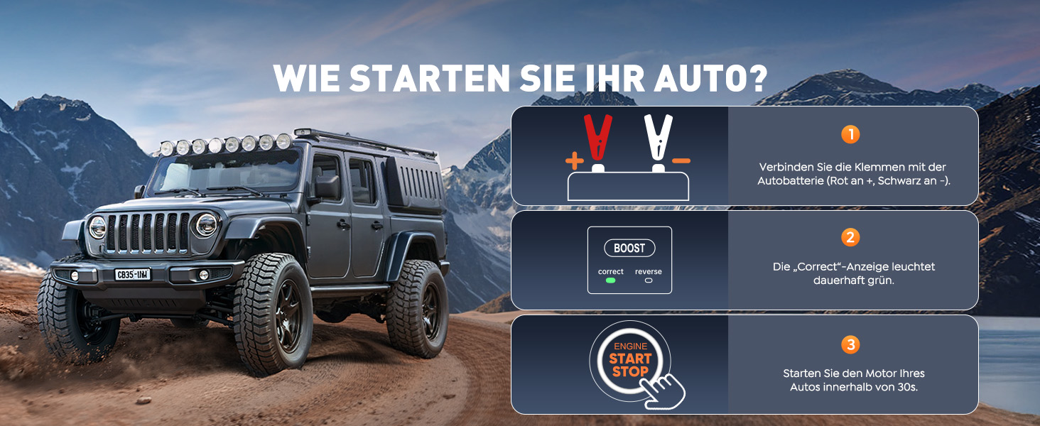 Powerbank Starthilfe 5000A з компресором 150PSI для автомобілів, 12V, бензин/дизель (10.0L), LED, USB-C