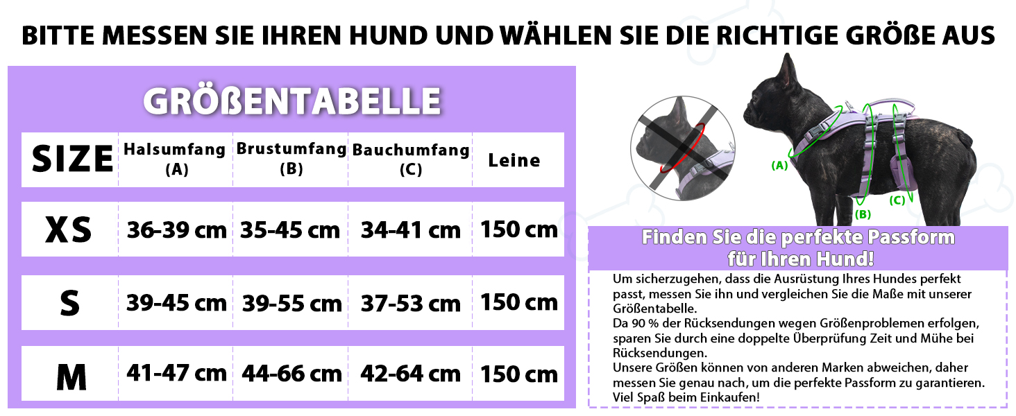 Нашийник для собак з повідком, безпечний нашийник від виривання, анти-тяга, нашийник для собак з ручкою та світловідбиваючими елементами, легкий, регульований, для середніх собак (XS) (Дуже маленький, фіолетовий)