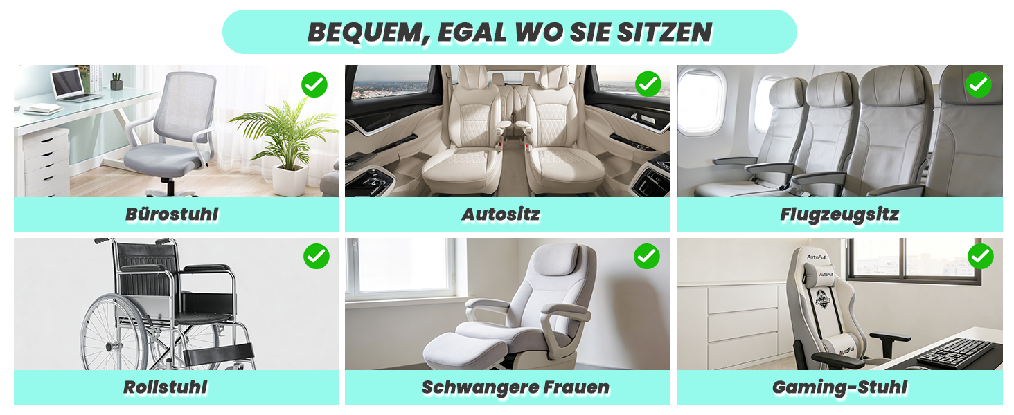 Ортопедична подушка для сидіння Urban Deco з підспинником, ергономічна подушка для спини з Memory Foam, для офісного крісла, автокрісла, інвалідного візка, чорно-сіра, 1 шт.