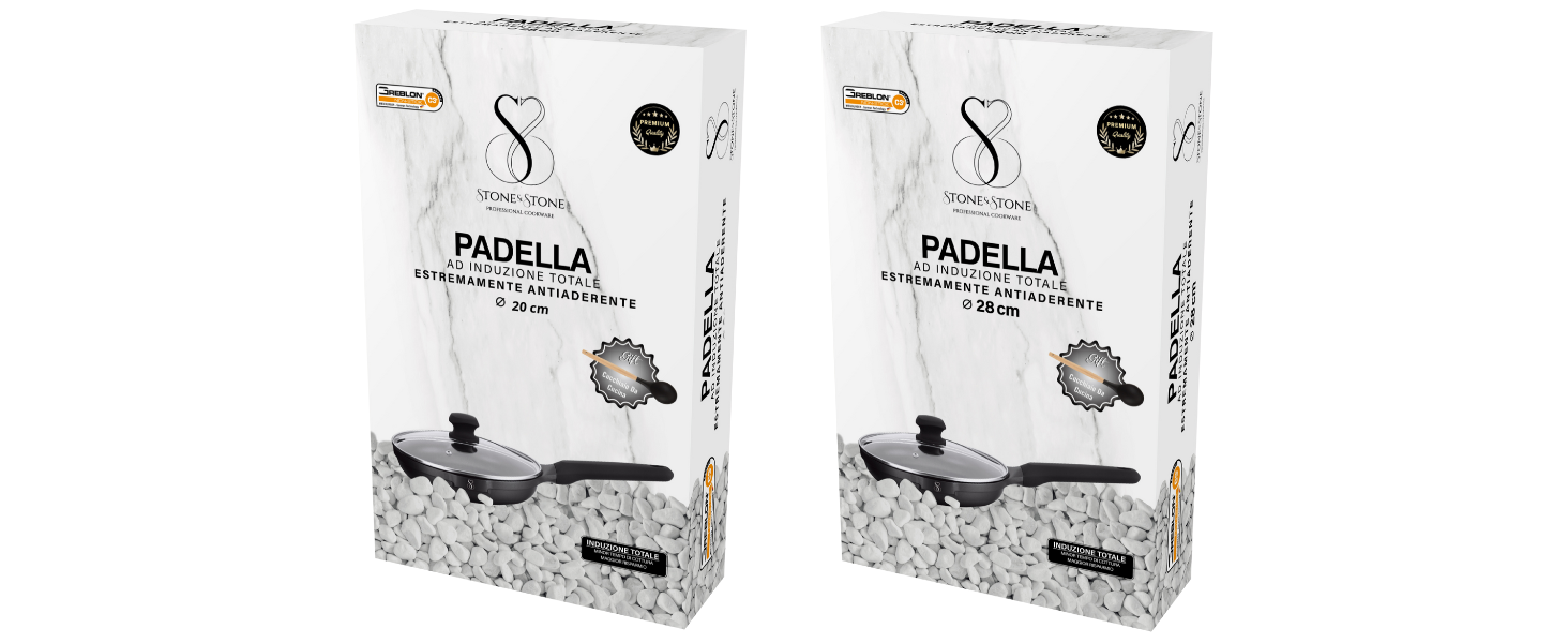 Набір сковорідок Stone&Stone (4 шт.): 20, 24, 28, 32 см | Антипригарне покриття, індукція, газ | Алюміній, сталь, німецьке покриття, без PFAS | + 4 кришки, 4 аксесуари