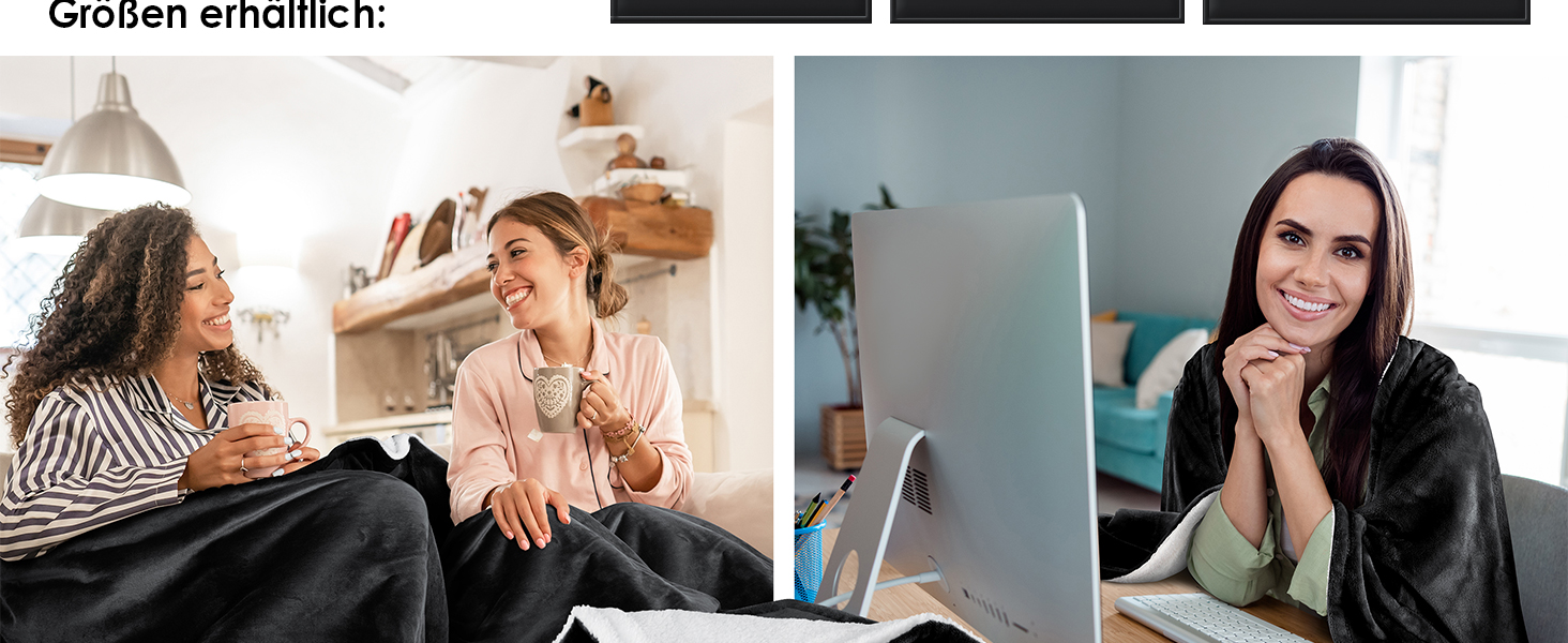 Плед KESSER® з м'якого флісу та шерпи, теплий та затишний, 220 x 240 см (XXL), чорний