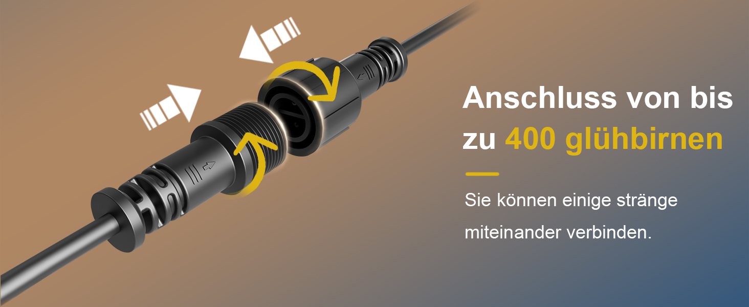 LED гірлянда Yuusei 60м з 100+4 лампочки (тепле світло), IP45, для дому та саду