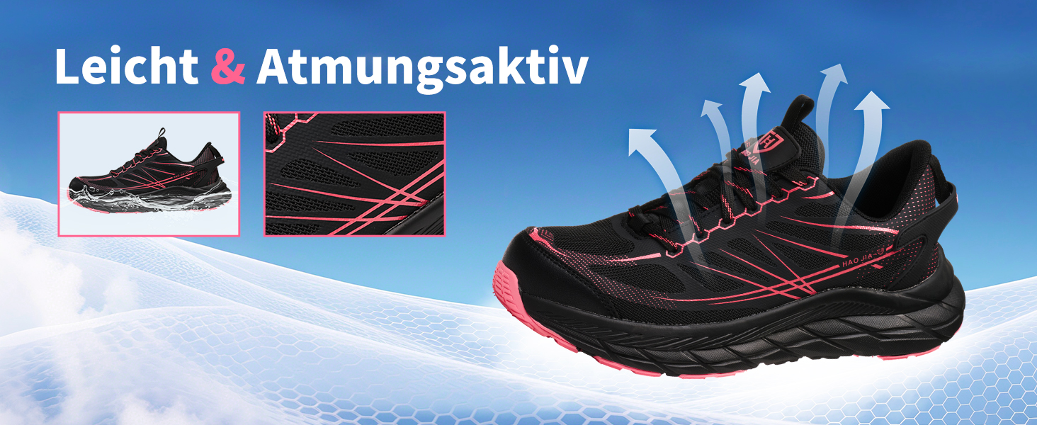 Черевики робочі чоловічі/жіночі, захисні черевики зі сталевим підноском, легкі, дихаючі, EU 37-46 (Рожевий, 39 EU)