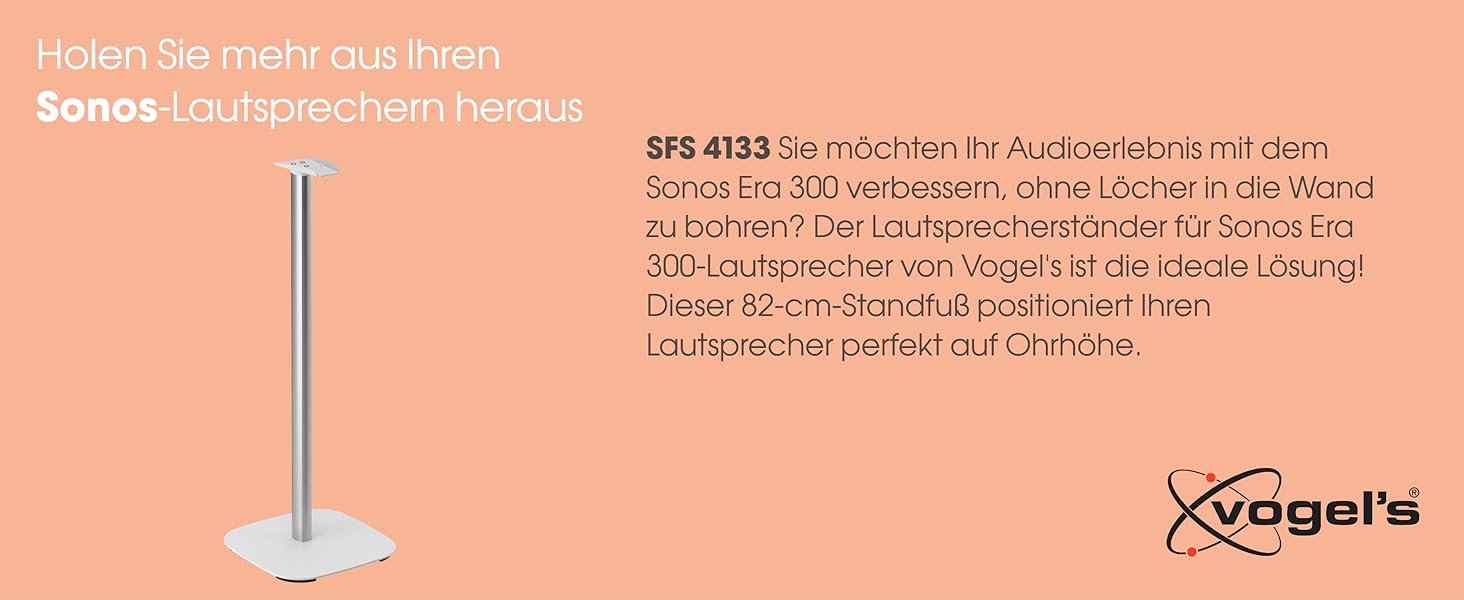 Стійка Vogel's SFS 4113 для Sonos ERA 100: надійна та стильна | Білий колір | З прихованням кабелів | Сертифікат TÜV