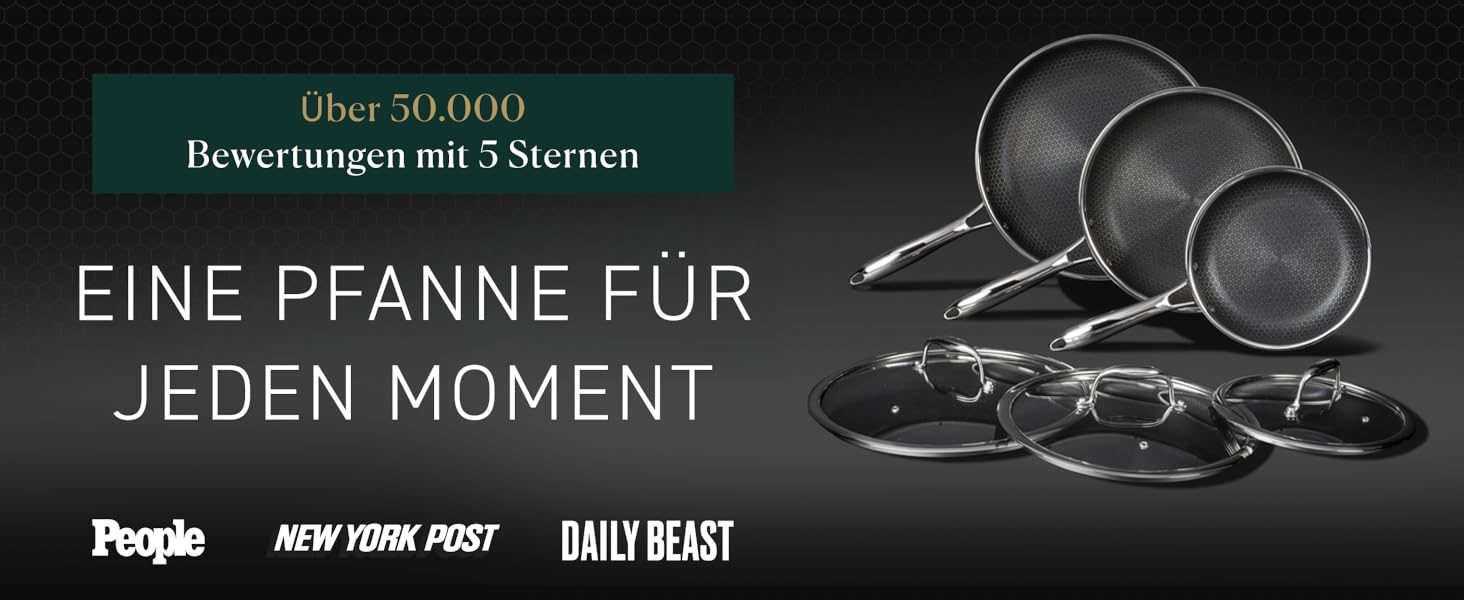 Сковорода HexClad Hybrid Ø 20 см – нержавіюча сталь з сотовою структурою, антипригарне покриття, для всіх плит (індукція), безпечна в духовці та посудомийній машині