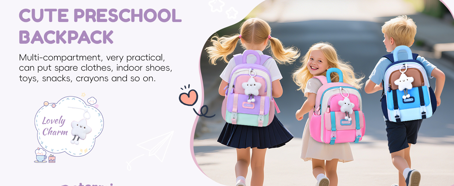 Рюкзак для дитячого садка Tanou для дівчаток, ультралегкий, з нагрудним ремінцем, фіолетовий