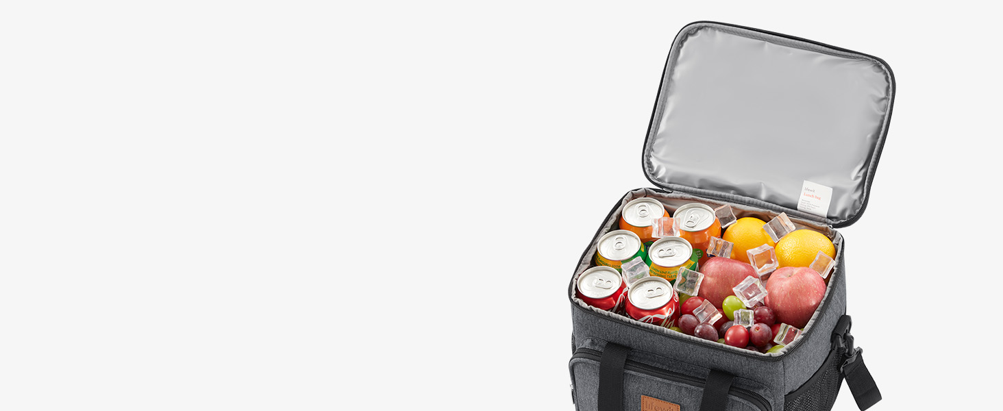 Термосумка LifeWit 15L: компактна, ізольована сумка-холодильник для їжі, напоїв, пікніків та подорожей. Водонепроникна, сіра, для чоловіків та жінок.