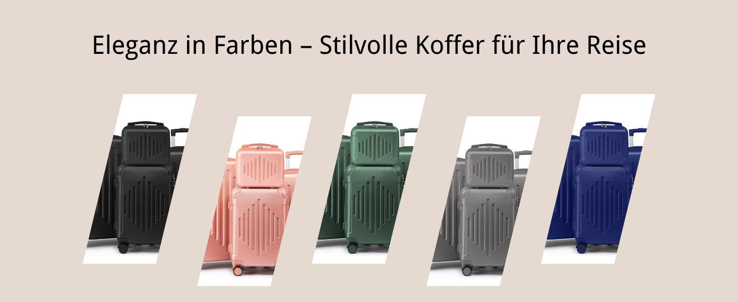 Набір валіз LEADZM 4 шт. з косметичкою, посилені кути, ABS, телескопічна ручка, ручна поклажа (Чорний)