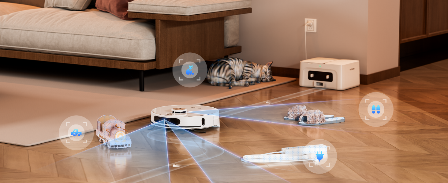 Робот-пилосос Tesvor S8MAX 3-в-1 з функцією миття підлоги, 8000Pa, LiDAR-навігація, 240 хвилин роботи, керування через додаток/Alexa, самостійна вивантаження сміття, 2.5L, для великих приміщень та домогосподарств з тваринами