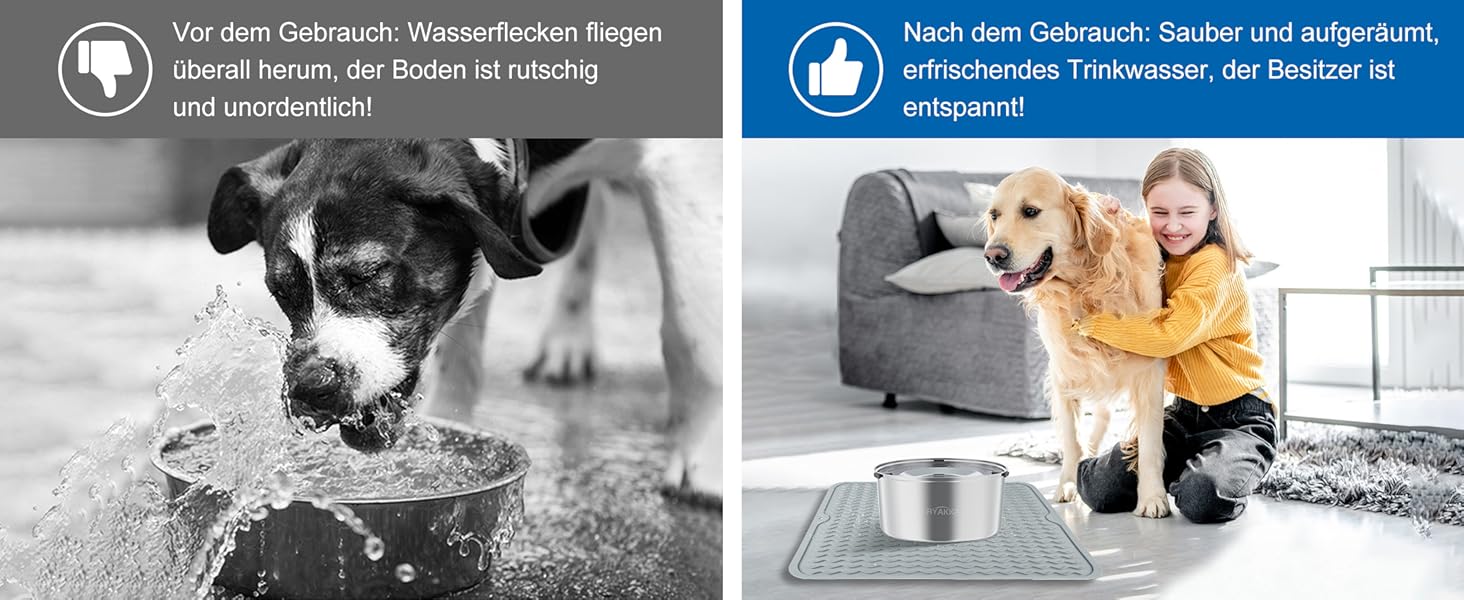 Нержавійна миска для собак Anti Schling без облизування, Slow Feeder для подорожей, 3L з килимком