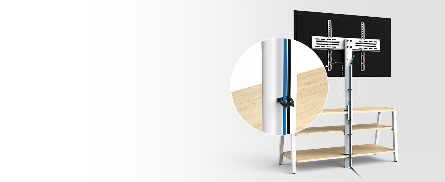 FITUEYES TV Stand with Mount - Adjustable Height Wood TV Console for 37-70 Inch TVs (VESA 600x400)