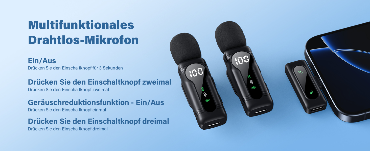 Беспроводной петличный микрофон для iPhone, iPad, Android - миниатюрный клип-микрофон с шумоподавлением, авто-подключением, функцией отключения звука и реверберацией, идеально подходит для видеоблогинга, видеосъемки, TikTok