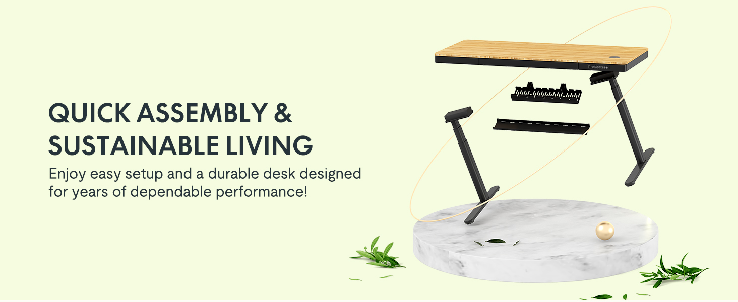 FLEXISPOT Electric Standing Desk with LED Display, Memory, USB & Drawer - 140x70cm Bamboo/White (with Qi Charging)