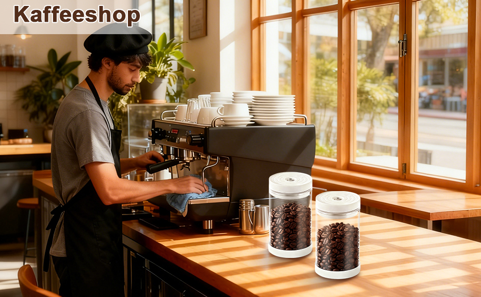 Герметичний контейнер для кави на 1100 мл з нержавіючої сталі, вакуумний, з клапаном, для кавових зерен, чаю, горіхів, печива, какао - білий