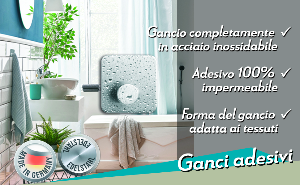 Набір гачків самоклеючих, 4 шт, нержавіюча сталь, для ванної кімнати, кухні, з водонепроникними клейкими подушечками