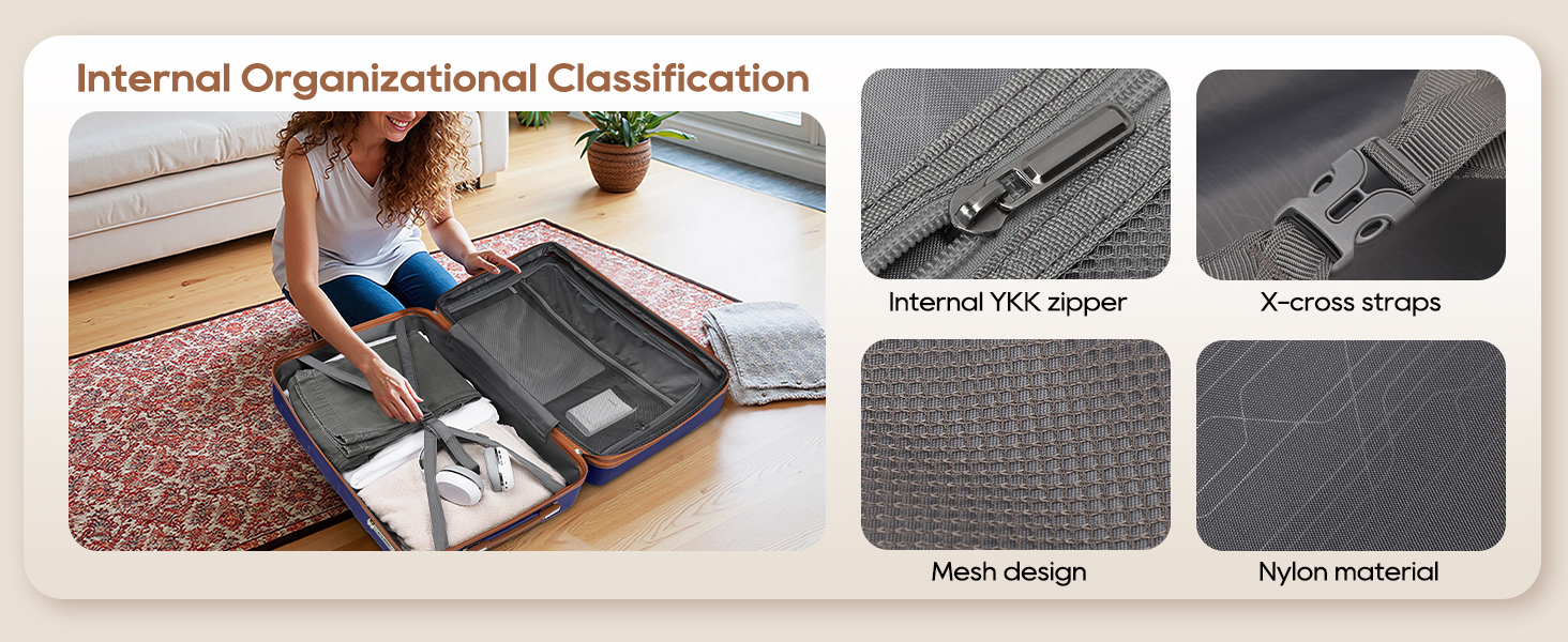 Набір валіз Imiomo 5шт з жорстким корпусом, 4 колеса, TSA-замок, відділення для ноутбука (Морська синя)