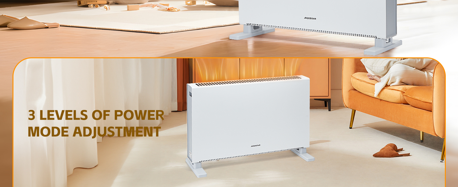 Електричний конвектор Aigostar Ember 2000W з термостатом та пультом дистанційного керування, LED-дисплей, таймер, тиха робота