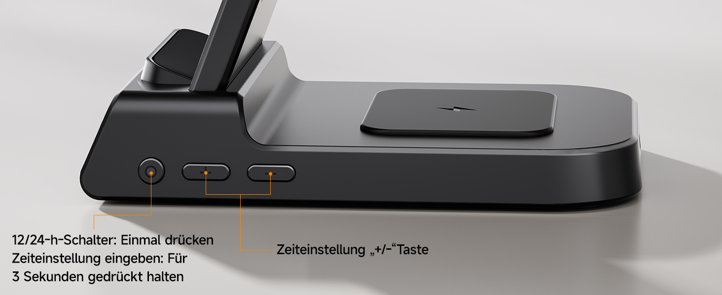 Бездротова зарядна станція 3-в-1 для Apple iPhone 16/15/14/13/12 Pro/Plus, Apple Watch Ultra 2/9/8/7/6/5, AirPods Pro/4/3/2 – Чорна