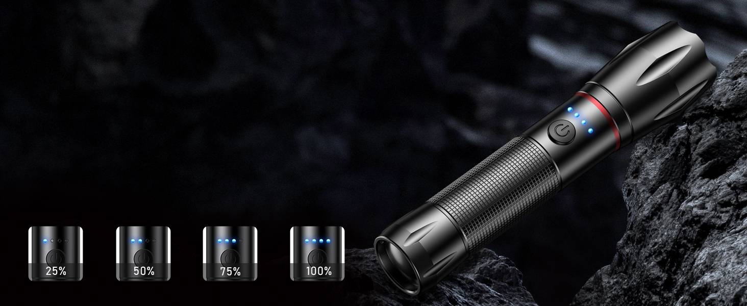 LED ліхтарик Blukar: надпотужний, з зумом, 5 режимів, водонепроникний IPX6, для кемпінгу, риболовлі та активного відпочинку