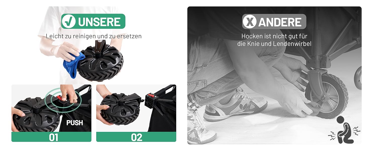 Візок пляжний Timber Ridge XXL 200л, складний, чорний: для кемпінгу, покупок, з гальмами та тримачем для напоїв