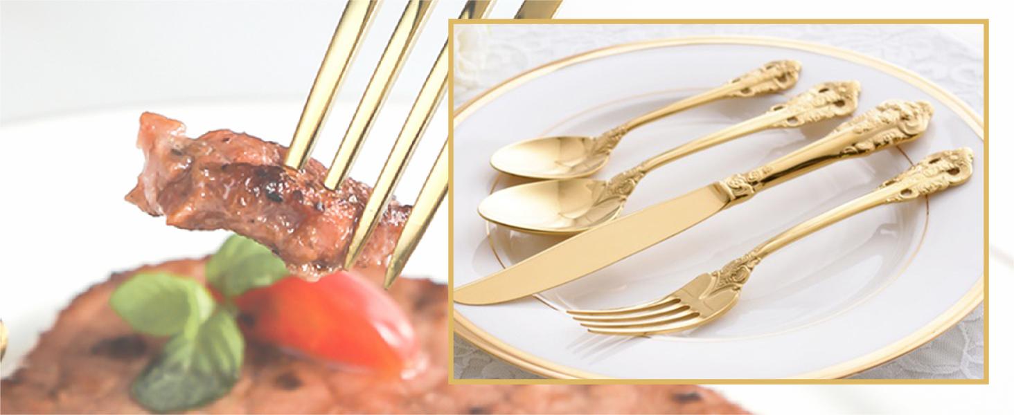 Набір столових приборів Prächtiges Barock 20 предметів з нержавіючої сталі 18/10, золотий колір, у подарунковій коробці (виделки, ложки, ножі)