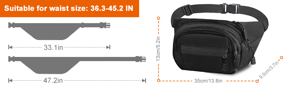 Водонепроникна поясна сумка-рюкзак для жінок та чоловіків, ідеальна для туризму, кемпінгу, велосипеду та подорожей, чорного кольору, велика