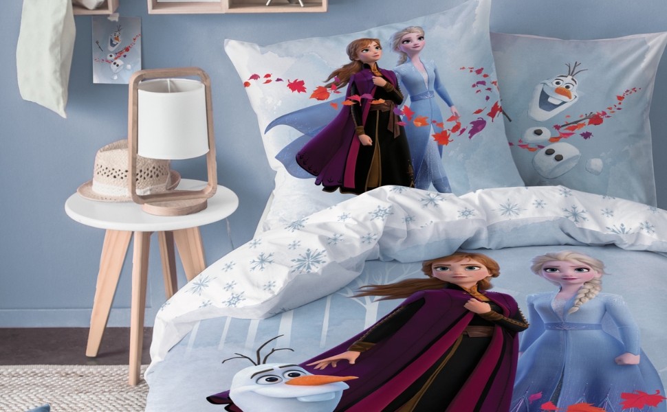 Комплект постільної білизни Frozen: ковдра 135x200, наволочка 80x80, фланель, 100% бавовна, для дівчаток