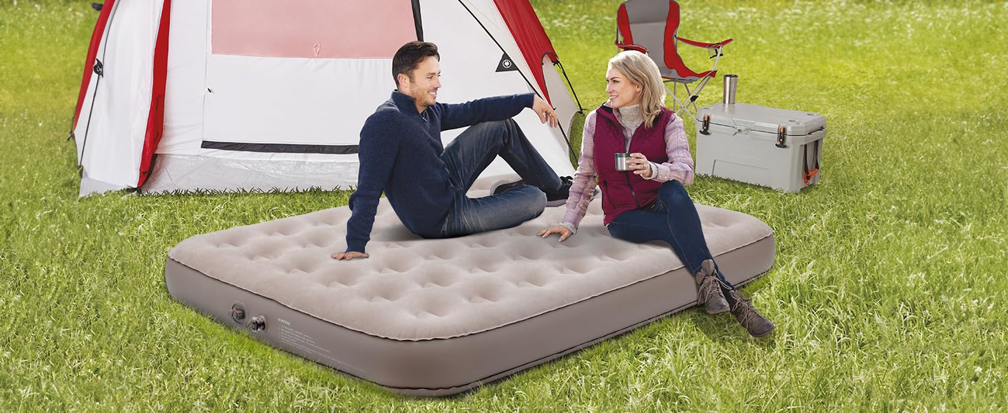 Надувне ліжко для двох осіб, самонадувне, з електричним насосом. Розмір 198x152x25 см