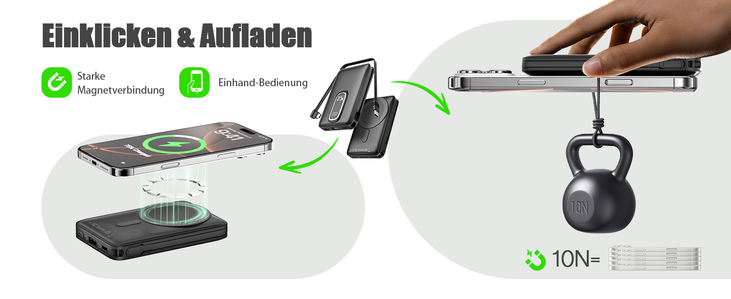 Power Bank Magsafe на iPhone 10000mAh 22.5W з кабелем USB-C, бездротова зарядка, рожевий