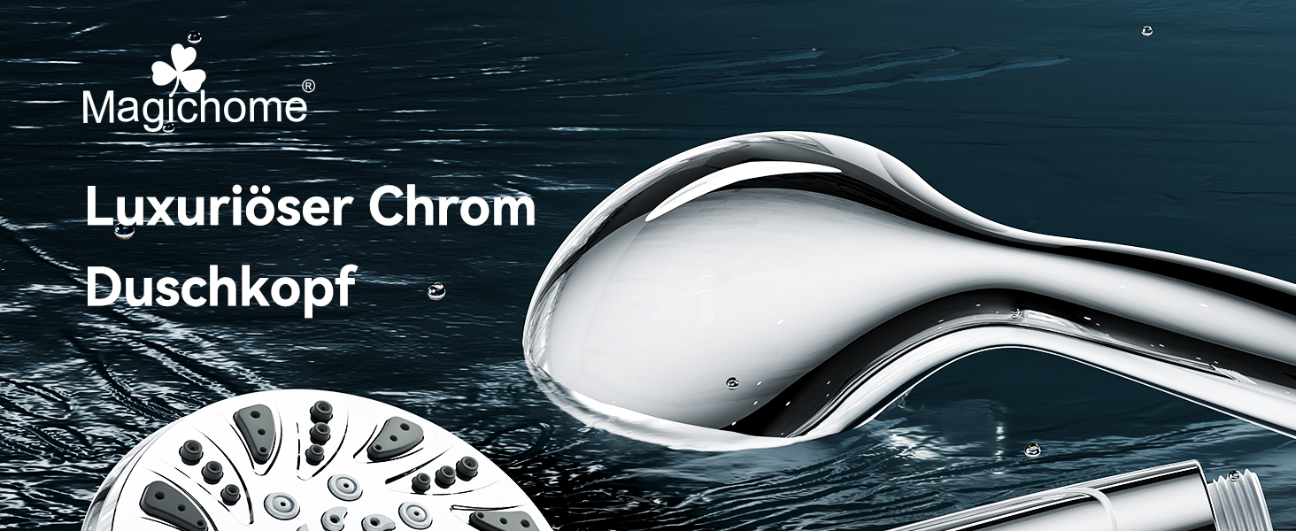 Насадка для душу Magichome з шлангом 2м, високого тиску, 5 режимів розпилення, турбо-дизайн, економна водозбереження, ручна лійка для душу з низьким тиском води (срібна з шлангом)