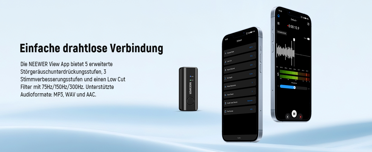 NEEWER Бездротовий петличний мікрофон KM23B: 48kHz/24Bit, 8 годин роботи, шумозаглушення, USB-C, сумісний з DJI, Insta360, iPhone, Android, PC