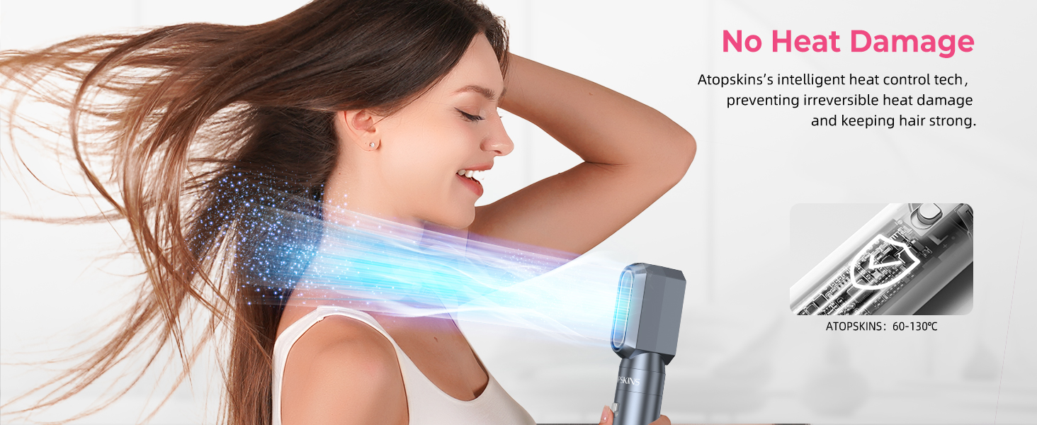 Atopskins Хайлер 6 в 1: Фен, Локкен, Щітка для волосся, Стайлер - 1000W (Блакитний)